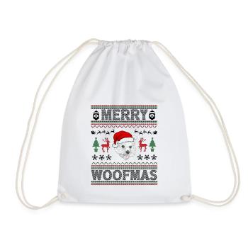 Westie Christmas Golden Dog Gift - Drawstring Bag - white - Front
