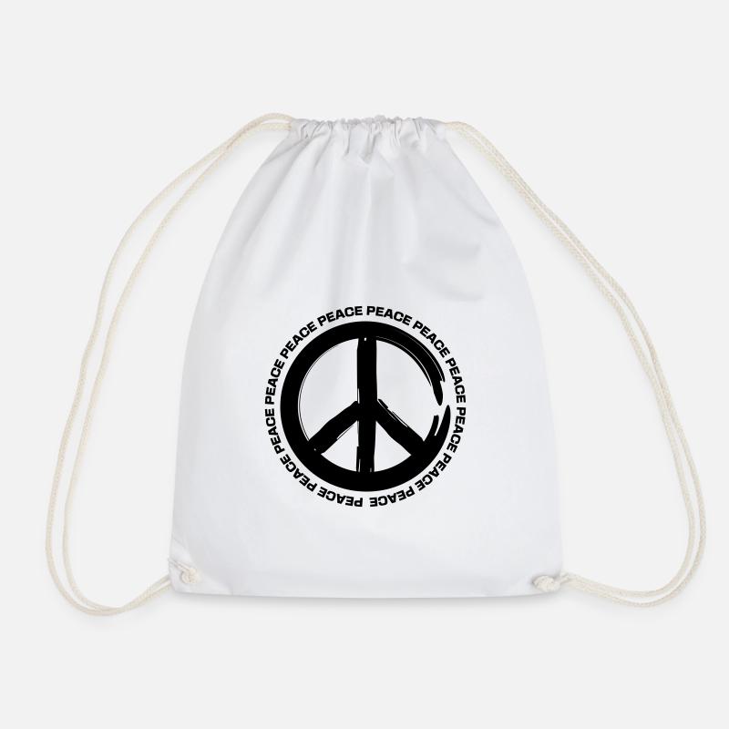 Peace - Drawstring Bag - white