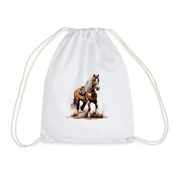 A cowboy horse - Drawstring Bag - white - Front