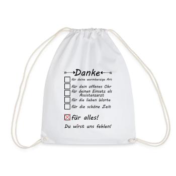Assistenzarzt Danke Dankeschön sagen - Turnbeutel - Weiß - Vorne