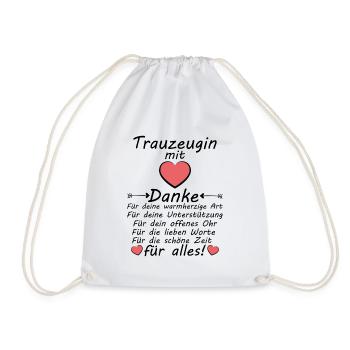 Beste Trauzeugin der Braut Dankeschön Danke sagen - Turnbeutel - Weiß - Vorne