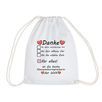 Klassenelternsprecherin Dankeschön Danke Sagen - Turnbeutel - Weiß - Vorne