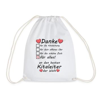 Danke Dankeschön an beste Kitaleiter Kita Leitung - Turnbeutel - Weiß - Vorne