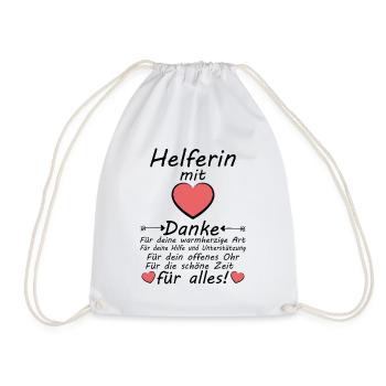 Danke sagen fleißige Helferin mit Herz für Alles - Turnbeutel - Weiß - Vorne