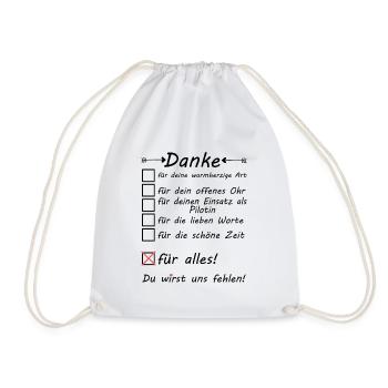 Pilotin Abschiedsgeschenk zum Abschied Danke - Turnbeutel - Weiß - Vorne