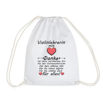 Violinlehrerin Danke Dankschön sagen zum Abschied - Turnbeutel - Weiß - Vorne