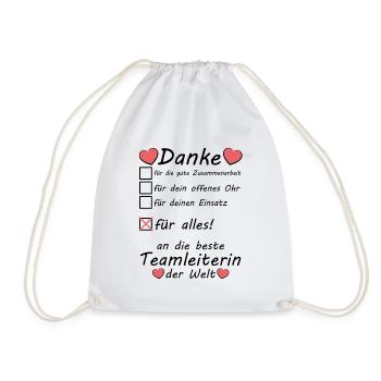 Teamleiterin Teamleitung Abschiedsgeschenk Danke - Turnbeutel - Weiß - Vorne