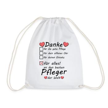 Danke sagen an bester Pfleger Abschiedsgeschenk - Turnbeutel - Weiß - Vorne