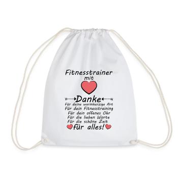 Danke Dankeschön Fitnesstrainer Abschiedsgeschenk - Turnbeutel - Weiß - Vorne