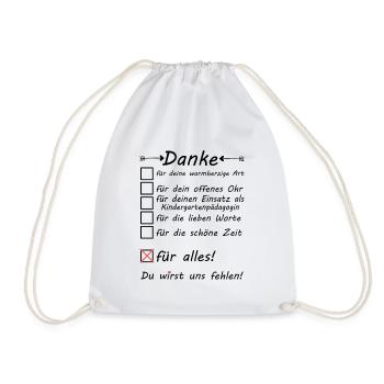 Abschiedsgeschenk Kindergartenpädagogin Abschied - Turnbeutel - Weiß - Vorne