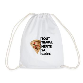 Tout travail mérite sa crêpe - Cadeau humour crêpe - Sac de sport léger - blanc - Devant