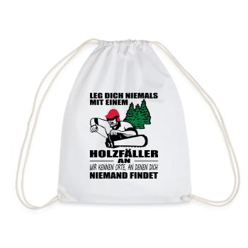 Holzfäller mit Motorsäge - Turnbeutel - Weiß - Vorne