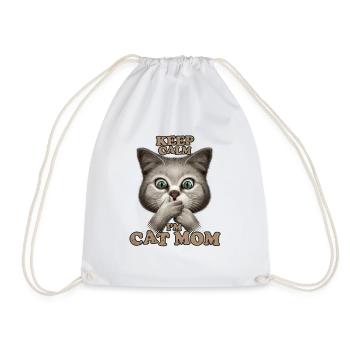 KEEP CALM I'M CAT MOM - Drawstring Bag - white - Front