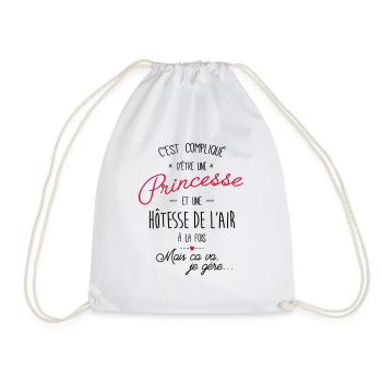 princesse et Hôtesse de l'air - Sac de sport léger - blanc - Devant