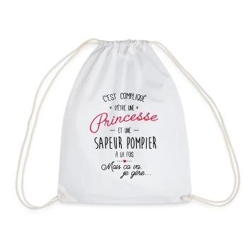 Princesse et sapeur pompier - Sac de sport léger - blanc - Devant