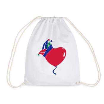 casquette de fou Carnaval Carnaval Coeur Ballon - Sac de sport léger - blanc - Devant