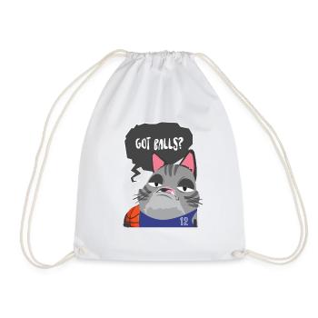 Basketball Cat Sayings Comic Gift Kids - Drawstring Bag - white - Front