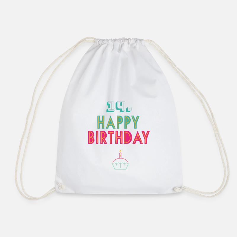 Happy Birthday 14 - Turnbeutel - Weiß
