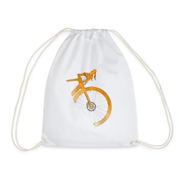 Road bike front wheel Bicycle courier bike gift - Drawstring Bag - white - Front