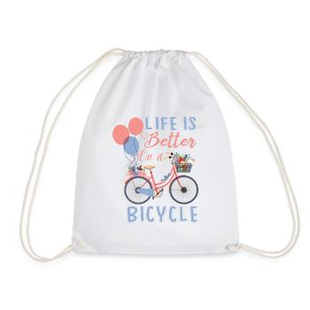 LIFE IS BETTER ON A BICYCLE - Drawstring Bag - white - Front