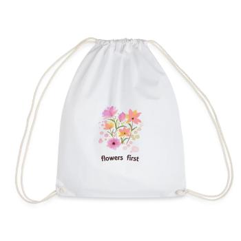Flowers First - Drawstring Bag - white - Front