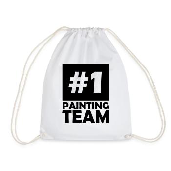 number one painting team - Drawstring Bag - white - Front