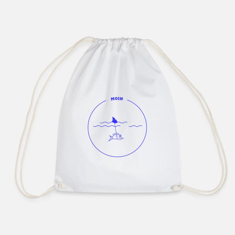Moin chill piranha - Drawstring Bag - white