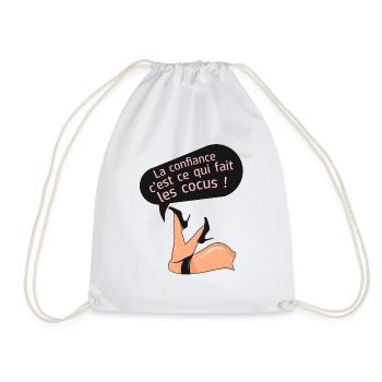 confiance cocus humour fesse cul citation couple - Sac de sport léger - blanc - Devant