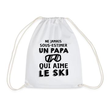 papa qui aime le Ski / papa skieur - Sac de sport léger - blanc - Devant
