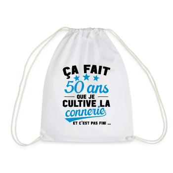 50 ans que je cultive la connerie anniversaire - Sac de sport léger - blanc - Devant