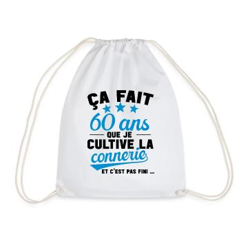 60 ans que je cultive la connerie anniversaire - Sac de sport léger - blanc - Devant