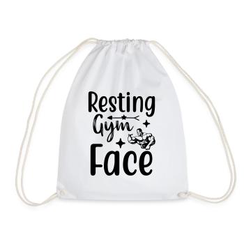 Resting Gym Face 01d - Drawstring Bag - white - Front