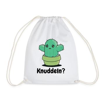 Kaktus zum Knuddeln- Lustiger süßer Kaktus - Turnbeutel - Weiß - Vorne