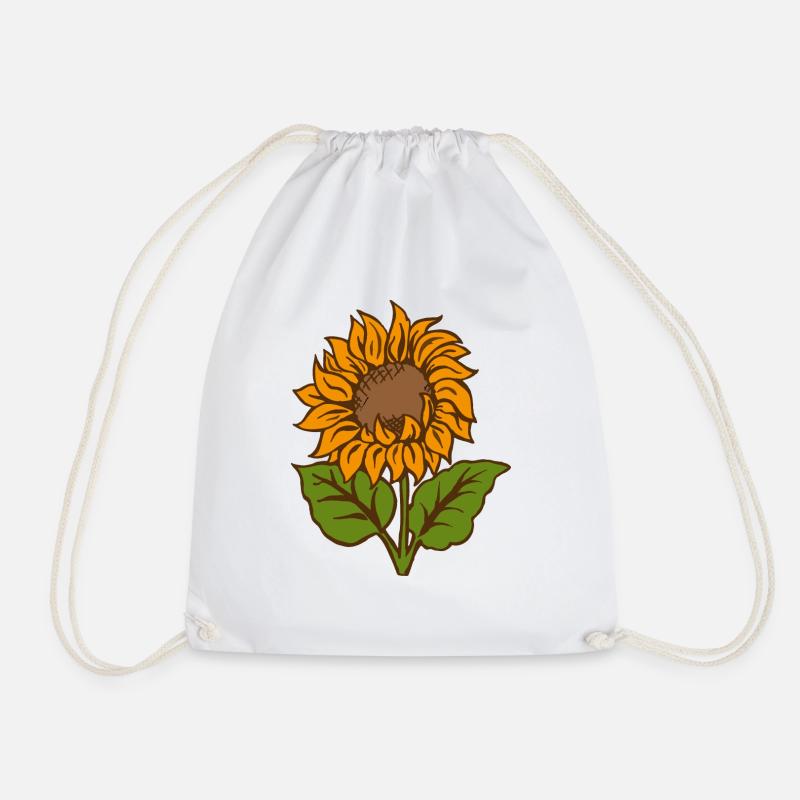 Sunflower - Drawstring Bag - white