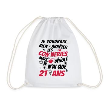 conneries 21 ans / cadeau anniversaire 21 ans - Sac de sport léger - blanc - Devant