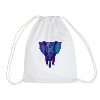 Geometric Blue Elephant - Drawstring Bag - white - Front