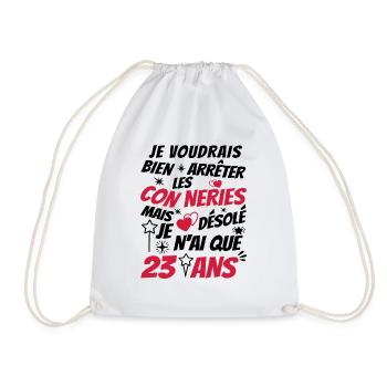 conneries 23 ans / humour anniversaire 23 ans - Sac de sport léger - blanc - Devant