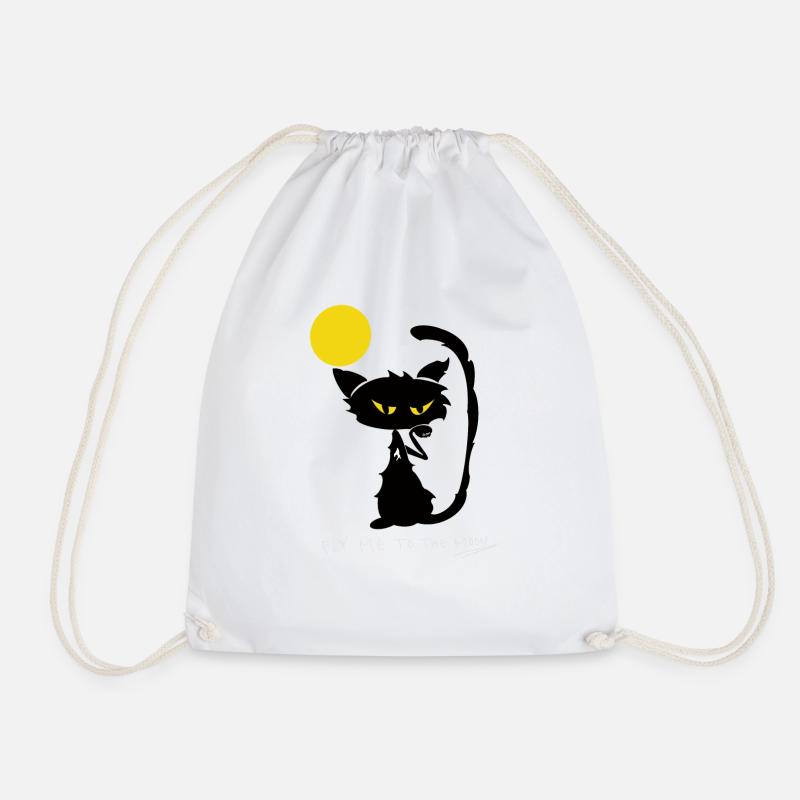 The Cat Fly To The Moon - Drawstring Bag - white