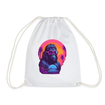 Synthwave gorilla wearing sunglasses - Turnbeutel - Weiß - Vorne