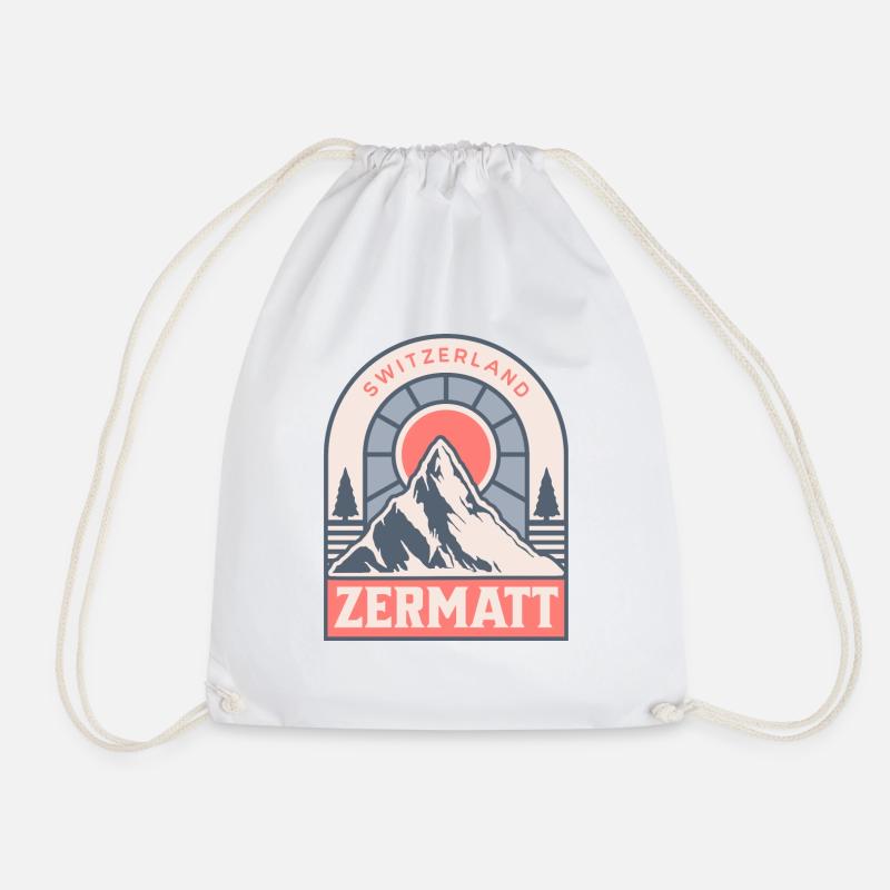 Zermatt Schweiz Retro Ski - Turnbeutel - Weiß