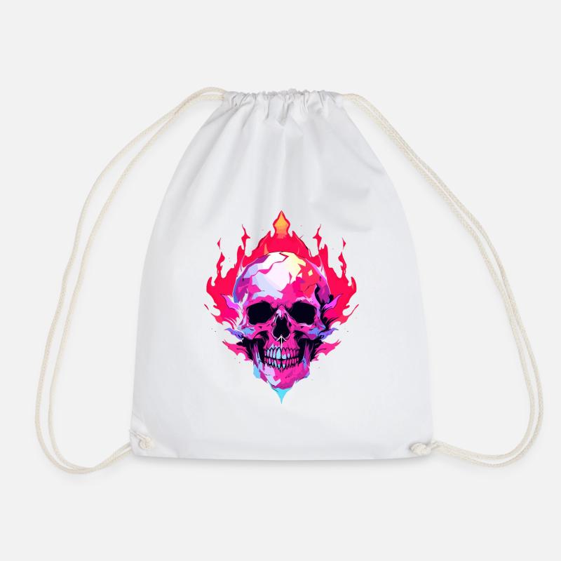 Skull neon - Drawstring Bag - white
