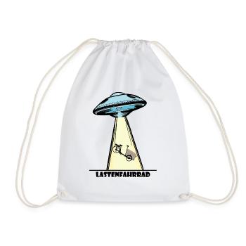 Ufo, Lastenfahrrad, Lastenrad, Cargobike, Aliens - Turnbeutel - Weiß - Vorne