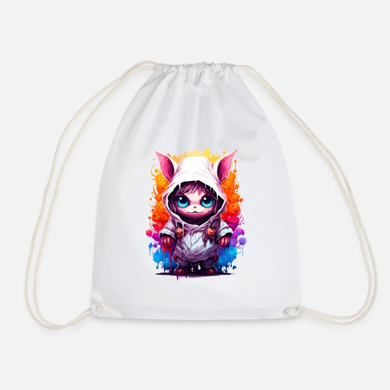 Creepy Halloween monsters - Drawstring Bag - white