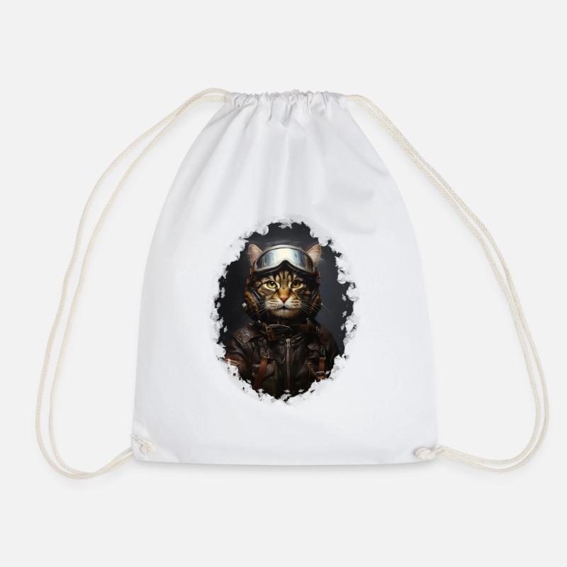 Coole Katze mit Helm. Die Katze in dir. - Turnbeutel - Weiß