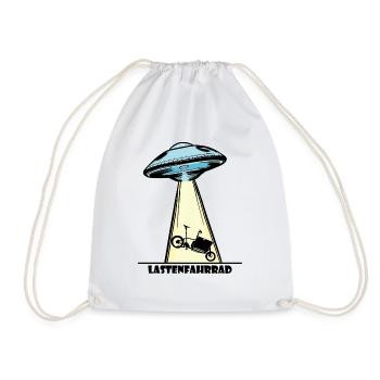 Ufo, Lastenfahrrad, Lastenrad, Cargobike, Aliens - Turnbeutel - Weiß - Vorne