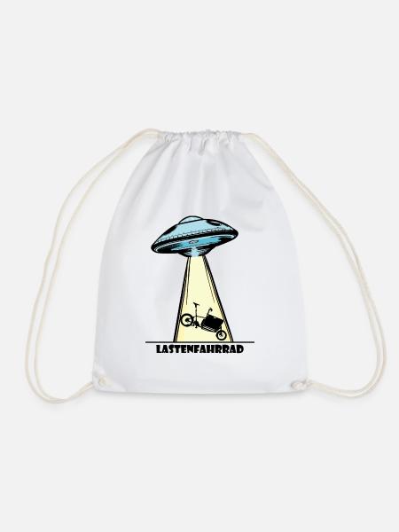Ufo, Lastenfahrrad, Lastenrad, Cargobike, Aliens - Turnbeutel - Weiß