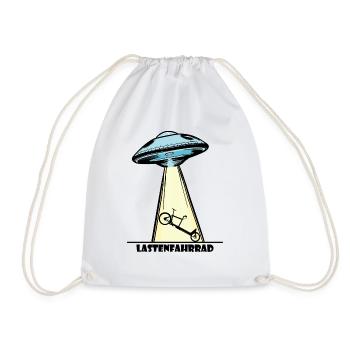 Ufo, Lastenfahrrad, Lastenrad, Cargobike, Aliens - Turnbeutel - Weiß - Vorne