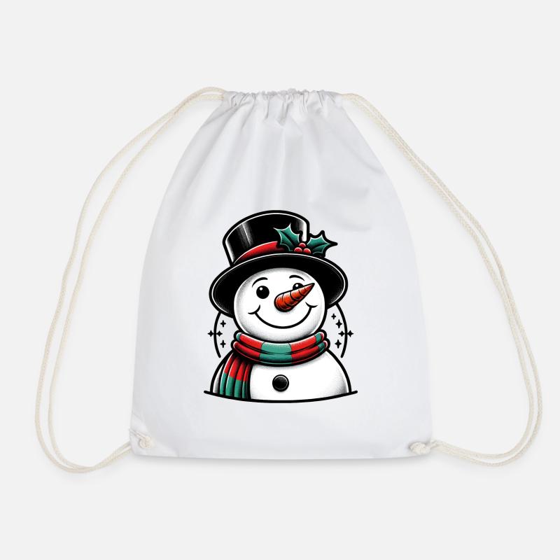 Schneemann mit Hut - Turnbeutel - Weiß