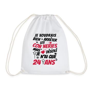 conneries 24 ans / cadeau anniversaire 24 ans - Sac de sport léger - blanc - Devant