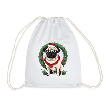 Joyeux Carlin Noël Chien Père Noël Carlin Joyeux - Sac de sport léger - blanc - Devant